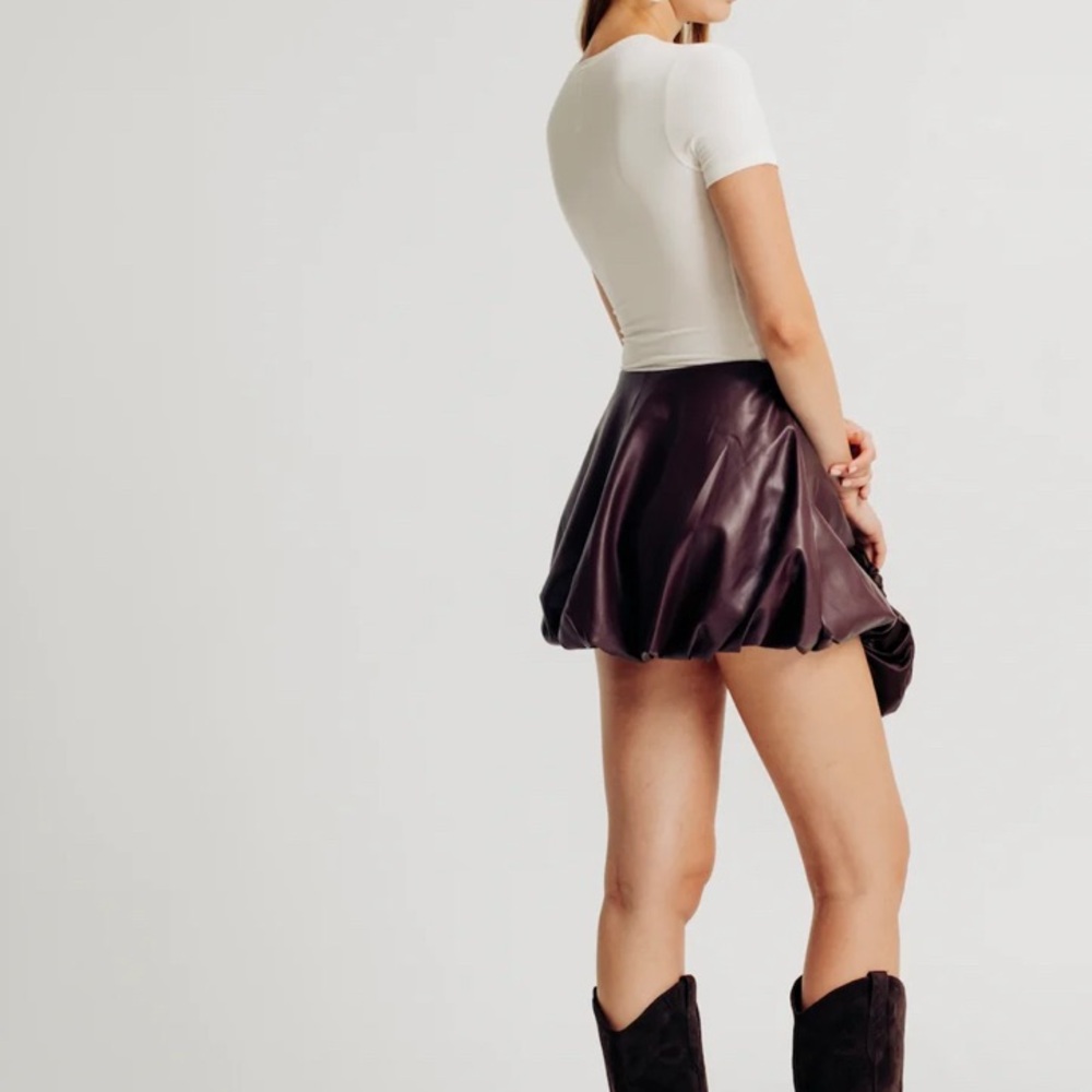 Free people BNWT sz Med Torn by Ronny Kobo Paloma Skirt Merlot 
DARK MERLOT